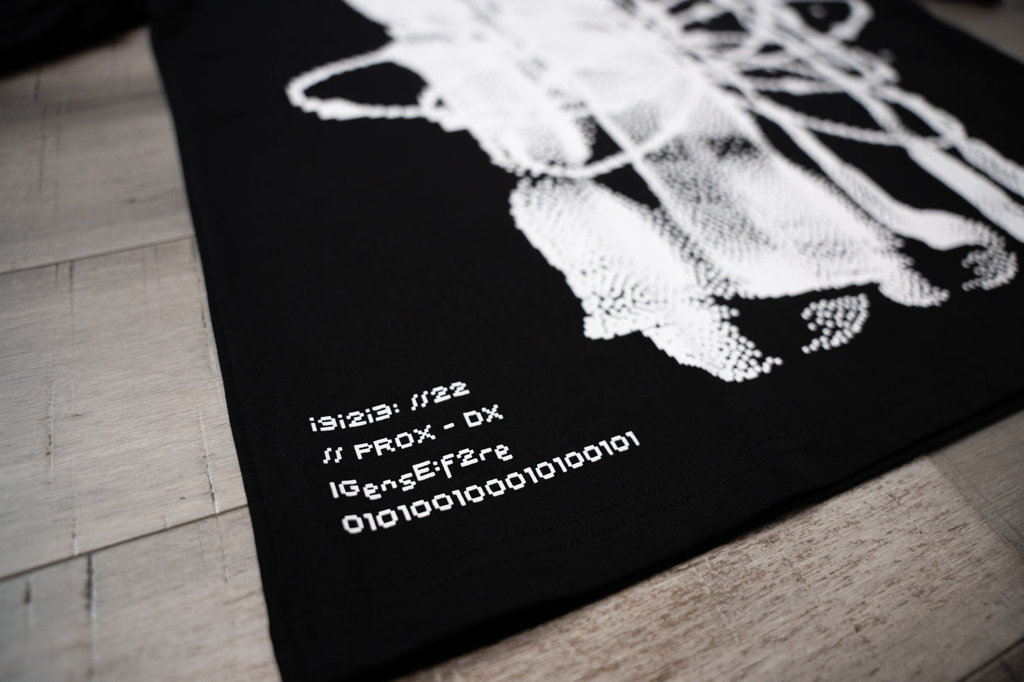 Black Oversized Retro Futuristic Dither Tee